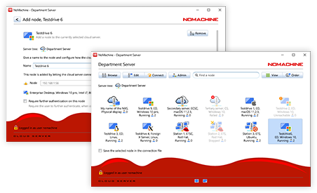 Cloud Server panel for managing nodes